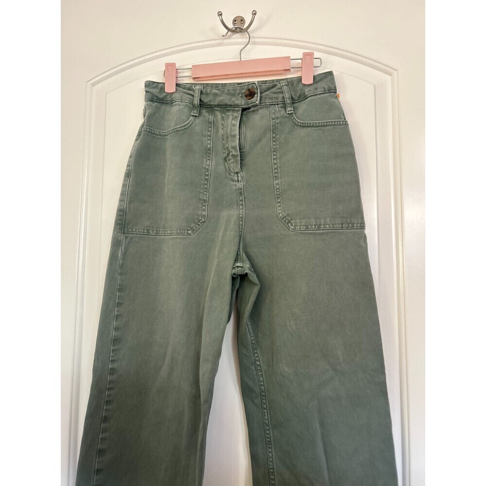 Boden Olive Green Wide Leg Utility Pants Size 6R chic minimalist retro boho 90s - Picture 4 of 12